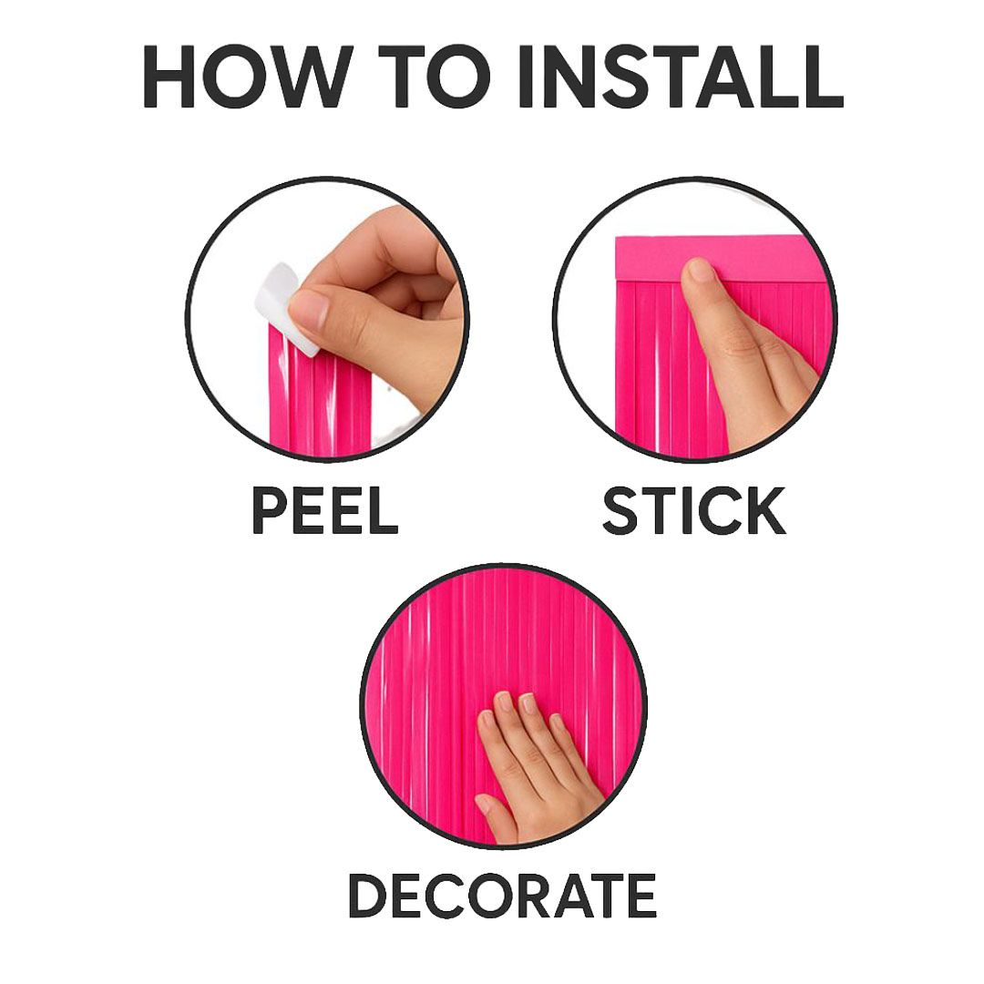 Wanna Party Pack of 2 Neon Pink Foil Curtains Backdrop