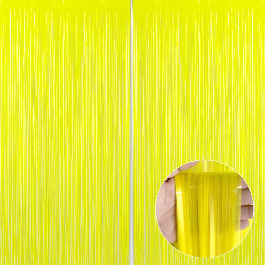 Wanna Party Pack of 2 Neon YellowFoil Curtains Backdrop