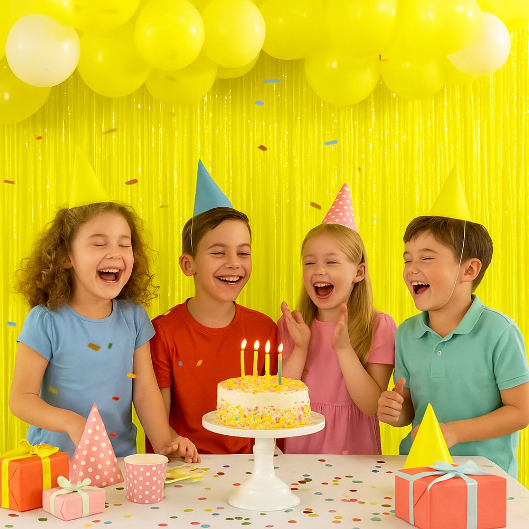 Wanna Party Pack of 2 Neon YellowFoil Curtains Backdrop