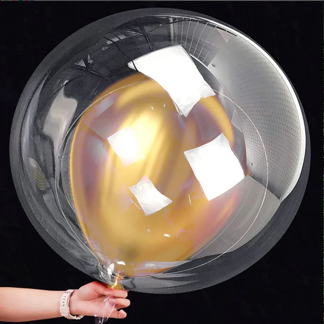 Transparent Bubble Balloons with Gold Inner Balloons – 5PC