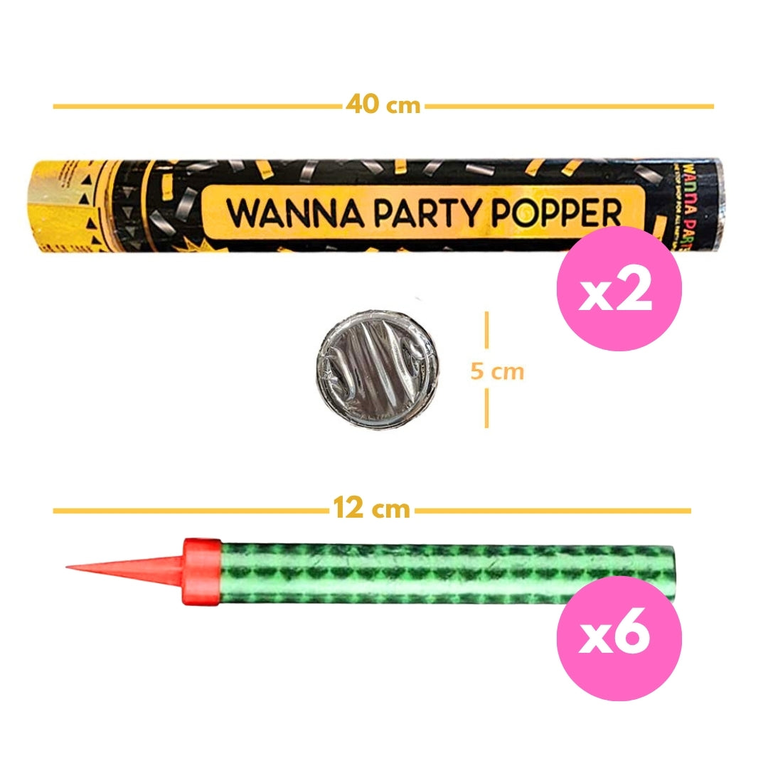 Confetti Party Popper & Sparkling Candle Combo  Pack of 3