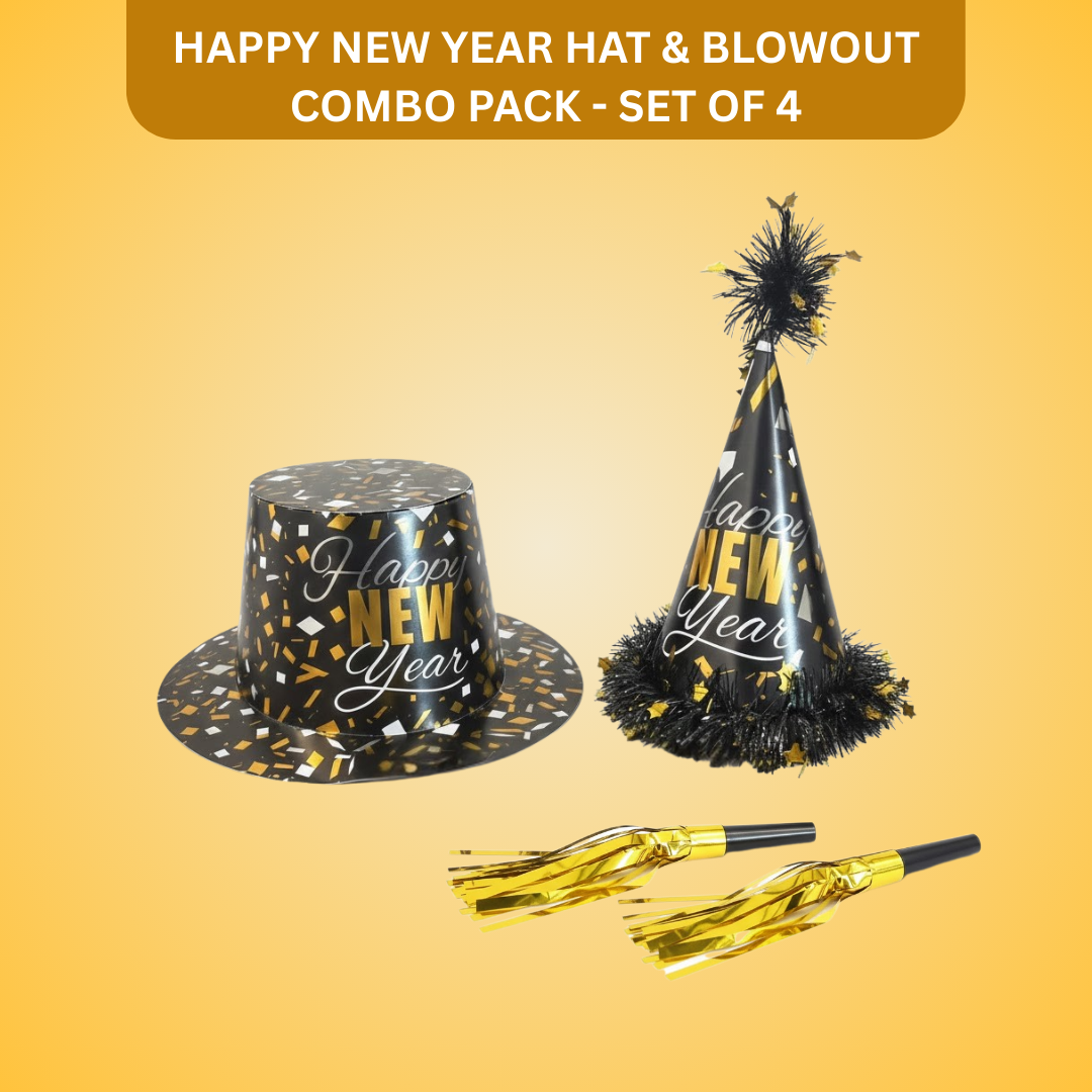 Happy New Year Hat & Blowout Combo Pack - Set of 4