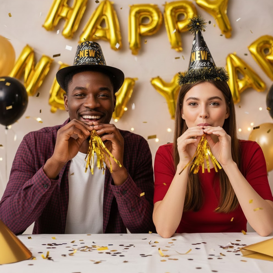 Happy New Year Hat & Blowout Combo Pack - Set of 4