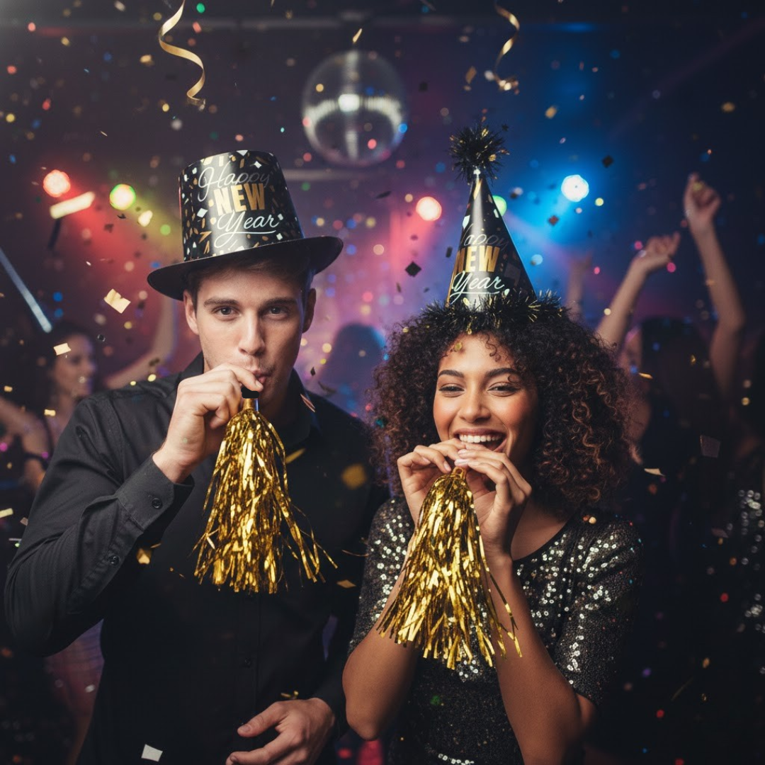 Happy New Year Hat & Blowout Combo Pack - Set of 4
