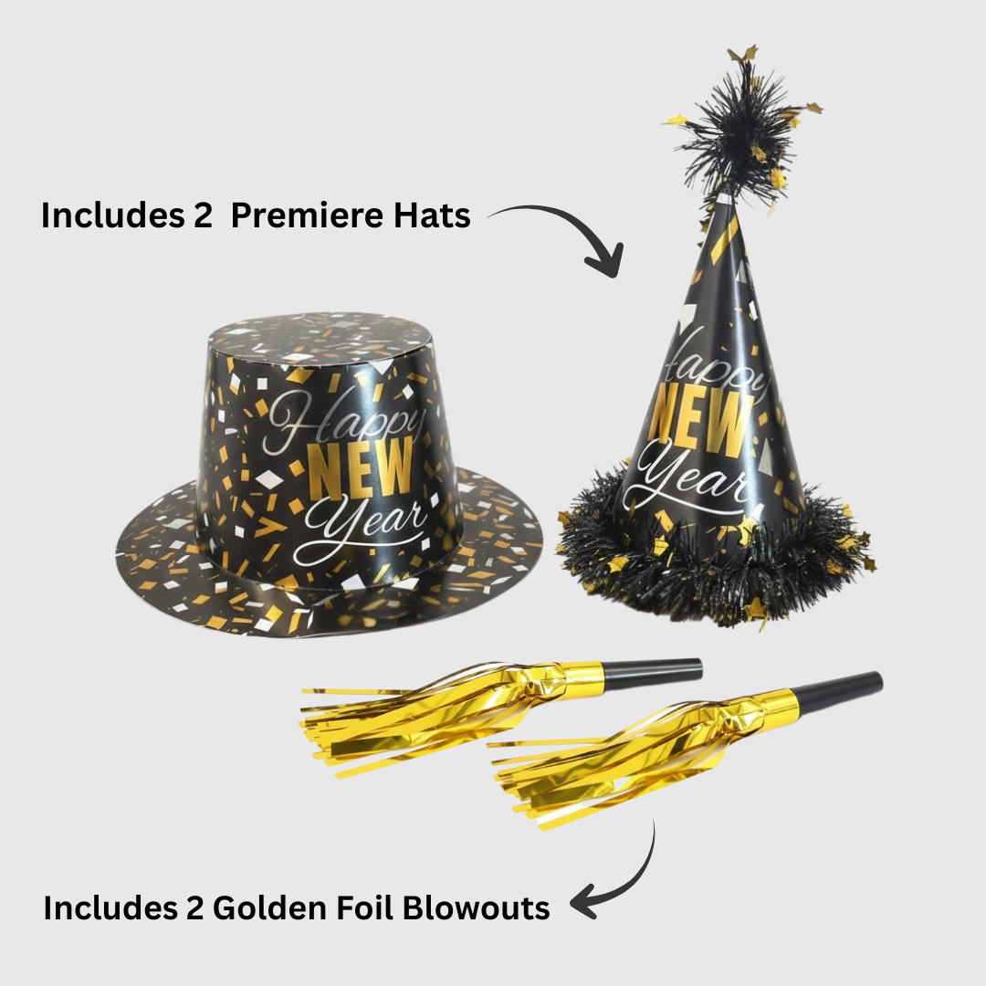 Happy New Year Hat & Blowout Combo Pack - Set of 4