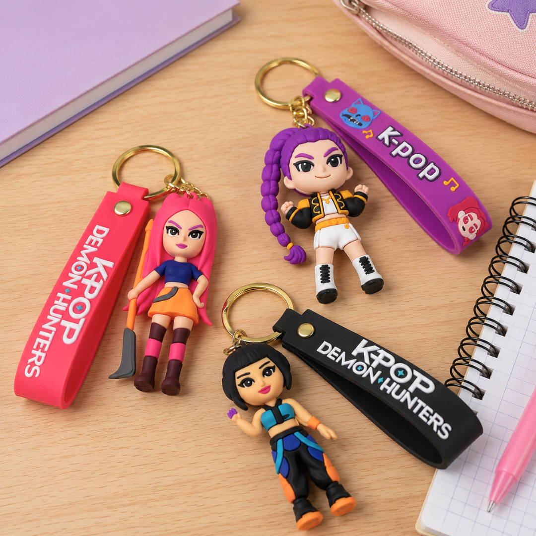 Kpop Demon Hunters Hunterix Cartoon Keychains for Girls -  Set of 3
