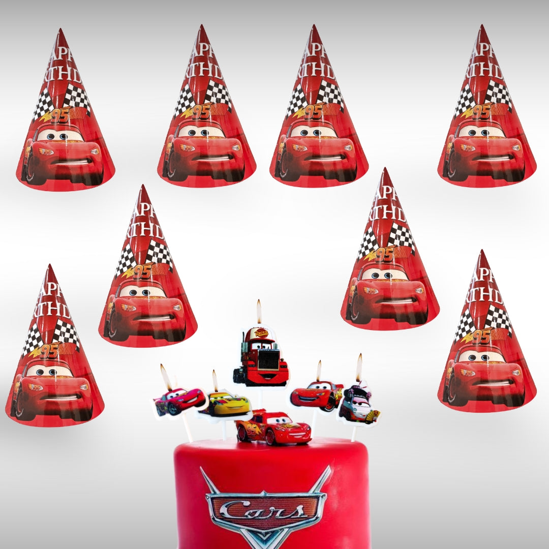 Racing Car Theme Birthday Decoration Combo Kit with Hats and Candles