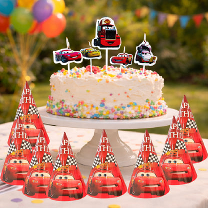 Racing Car Theme Birthday Decoration Combo Kit with Hats and Candles
