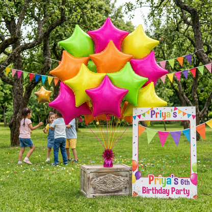 Multicolor Neon UV Glow in the Dark Star Shaped Balloons 18 inches - 12PC