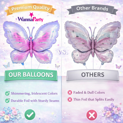 Pink & Purple Butterfly Shaped Large Balloons - 4PC