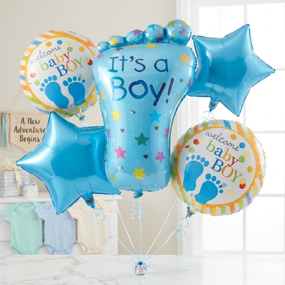 It's a Boy Baby Feet Welcome Baby Boy Balloon - Set of 5