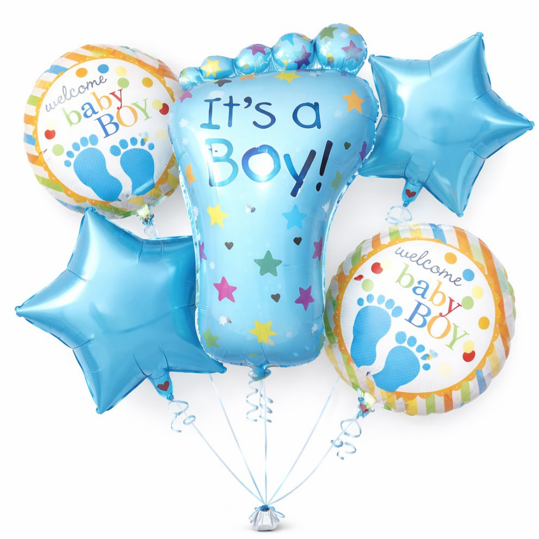 It's a Boy Baby Feet Welcome Baby Boy Balloon - Set of 5