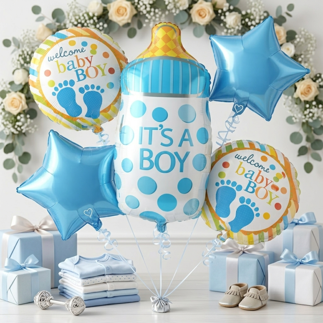 It's a Boy Baby Bottle Welcome Baby Boy Balloon - Set of 5
