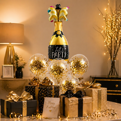 Drinking Theme Helium Balloon Set of 3 (Let’s Party + Aged to Perfection + Beer Mug Balloons) | Pre-Inflated & Delivered | Birthday & Anniversary Decoration