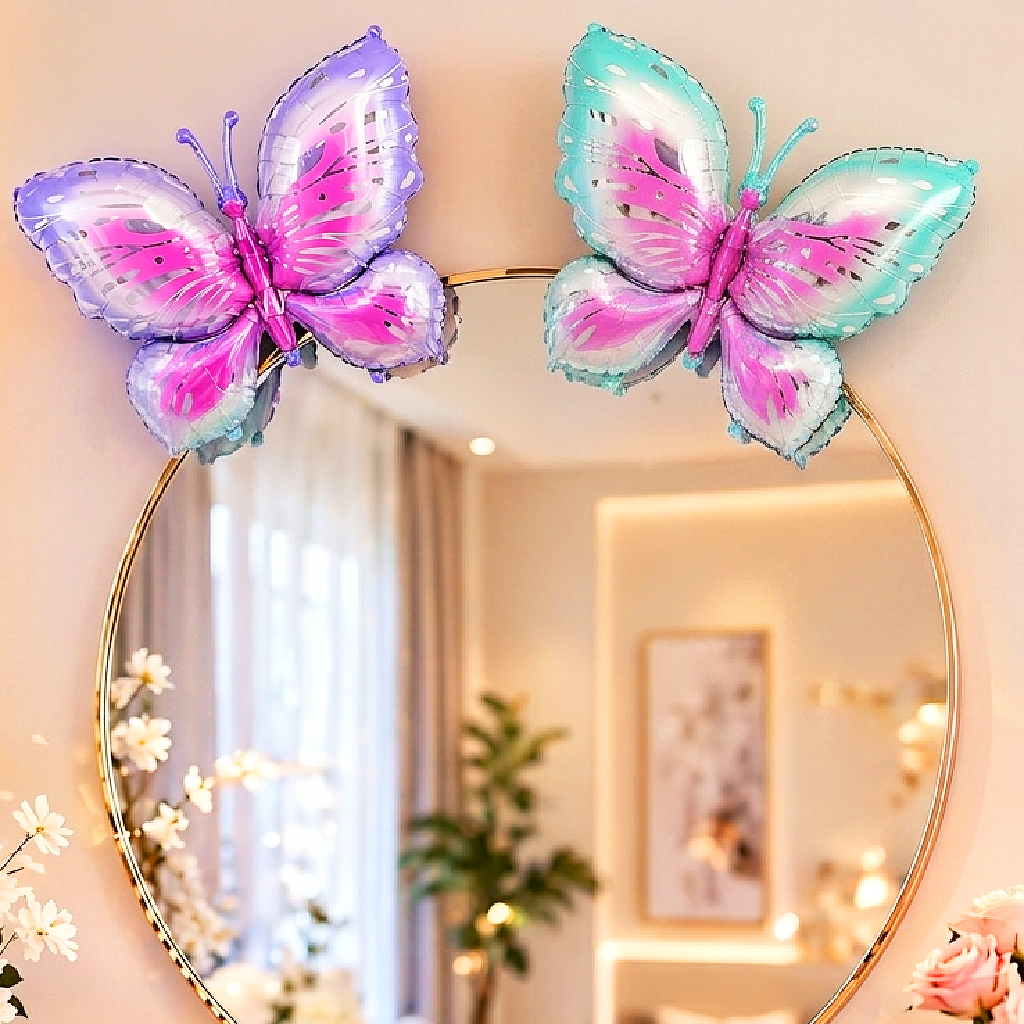 Big Size Butterfly Foil Balloon Set of 2 for Birthday Decoration | Blue & Purple Butterfly Balloons