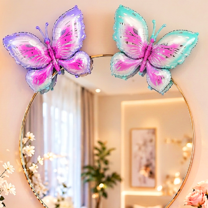 Big Size Butterfly Foil Balloon Set of 2 for Birthday Decoration | Blue & Purple Butterfly Balloons