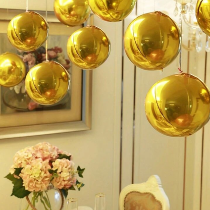 4D Gold Round Orbz Foil Balloons 22 Inch (Pack of 3) | Helium Filled & Delivered Inflated | Giant Balloons for Birthday, Anniversary & Party Decoration