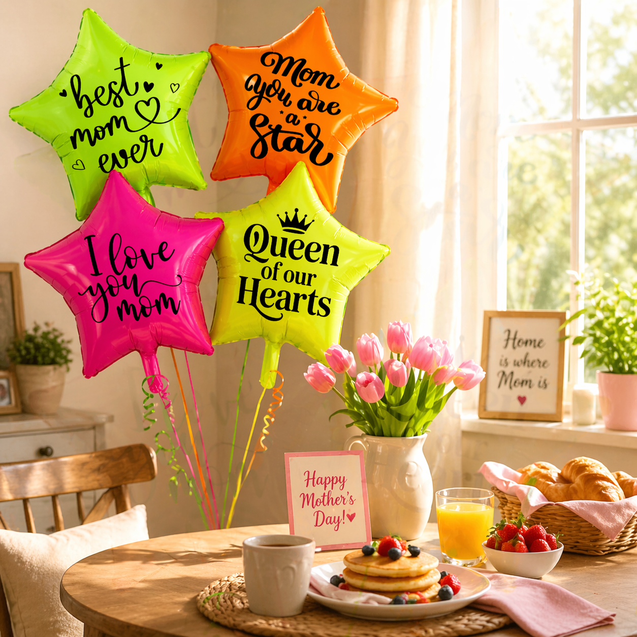 Mom You’re Special Printed UV Neon Star Balloons Set of 4