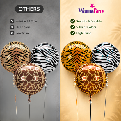 Animal Print Orbz Shaped Balloon Bouquet Set of 3 | Helium Filled and Delivers Inflated