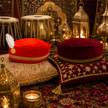 Qawwali Couple Hats Set, 2 Pcs | Moroccan Sufi Night Party Hats for Men & Women