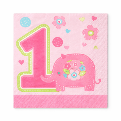 One Wild Girl Beverage Napkins - 1st Birthday Party Supplies - 16 Pc