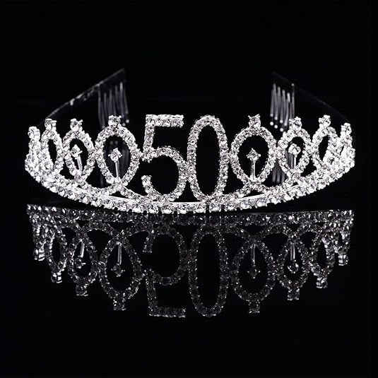 Happy 50th Birthday Silver Crown with Rhinestone - 1PC