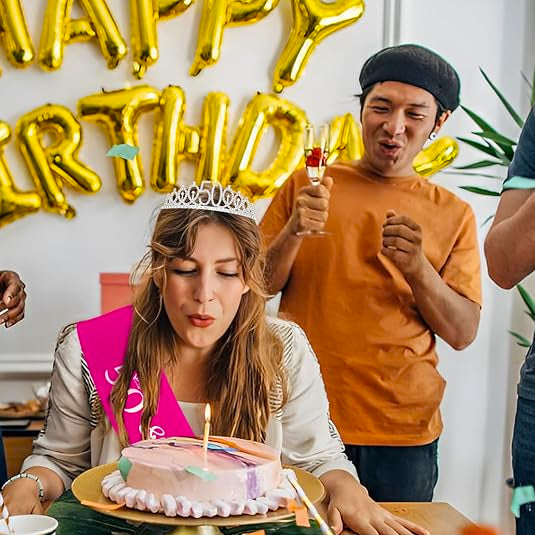 Happy 50th Birthday Silver Crown with Rhinestone - 1PC