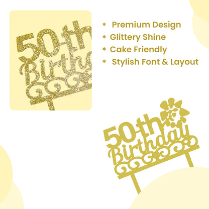 Happy 50th Birthday Cake Topper - 1PC