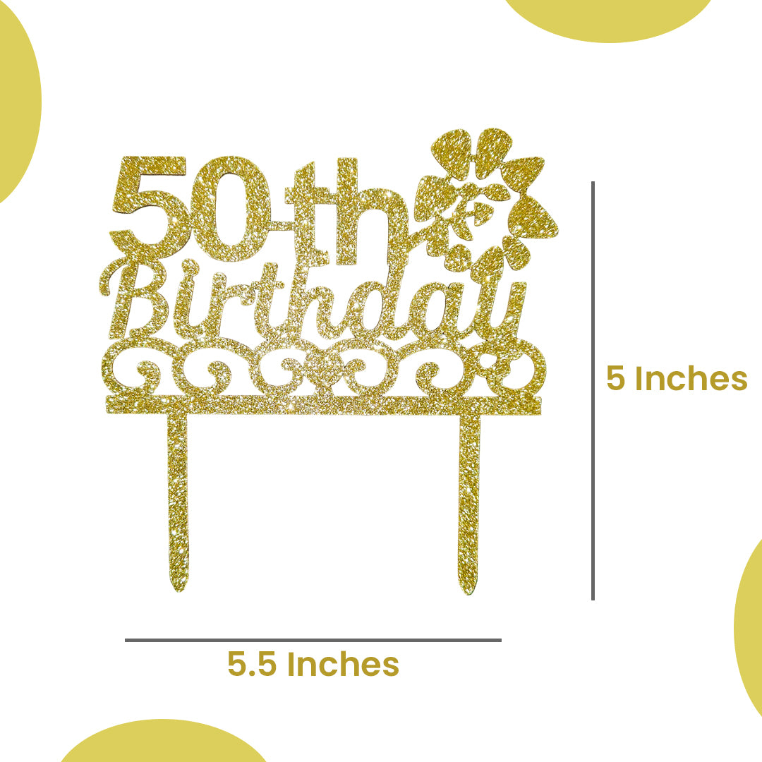 Happy 50th Birthday Cake Topper - 1PC