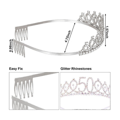 Happy 50th Birthday Crown & Sash Combo - 1PC