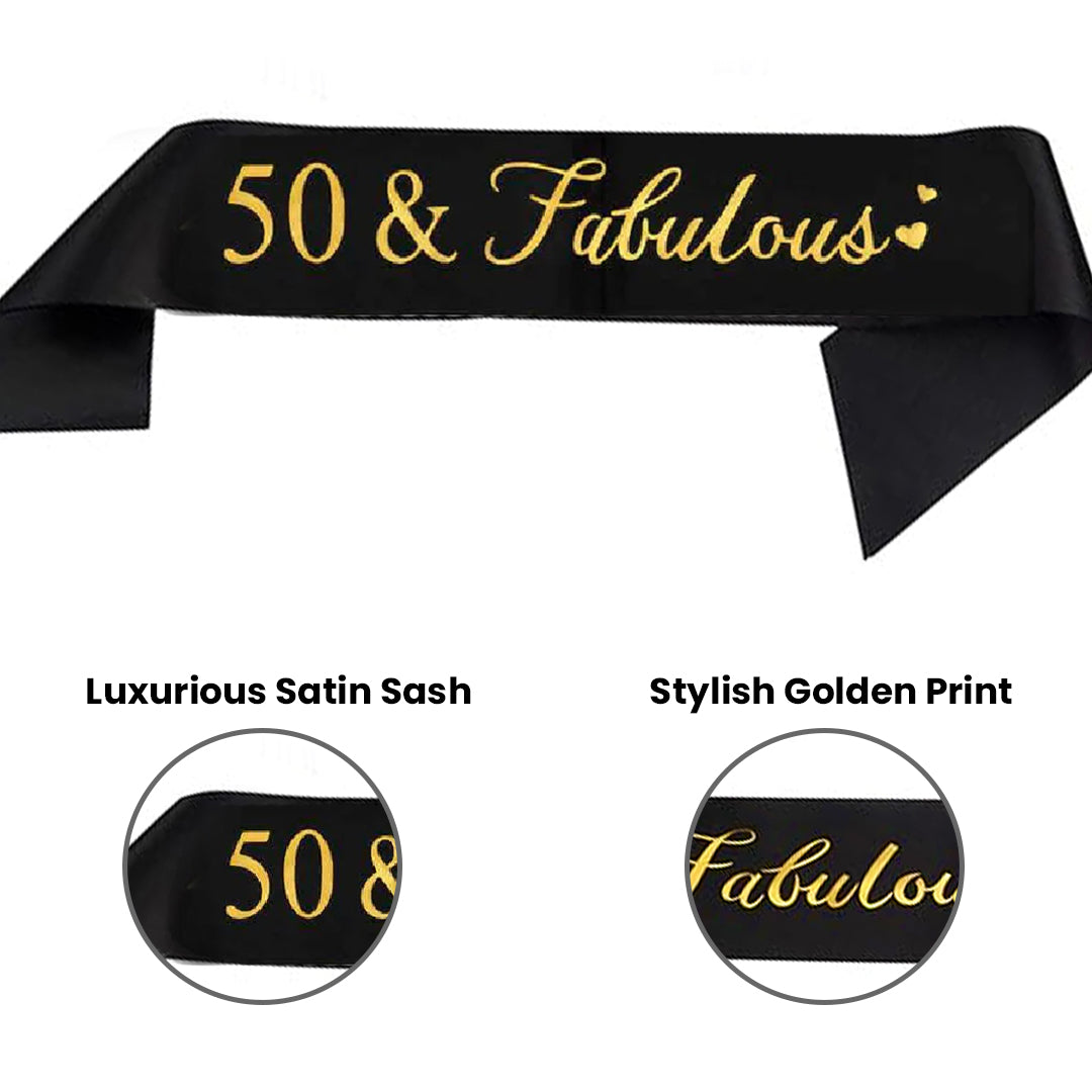 Happy 50th Birthday Crown & Sash Combo - 1PC