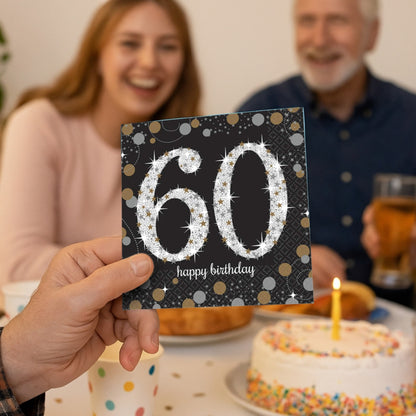 Sparkling 60th Birthday Lunch Napkins - 16PC
