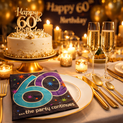 60th Birthday Lunch Napkins - Pack of 16