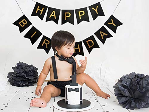 Happy Birthday Banner Black - 9FT Long