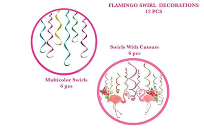 Flamingo Swirl Decoration for Hanging Decor - 12Pc