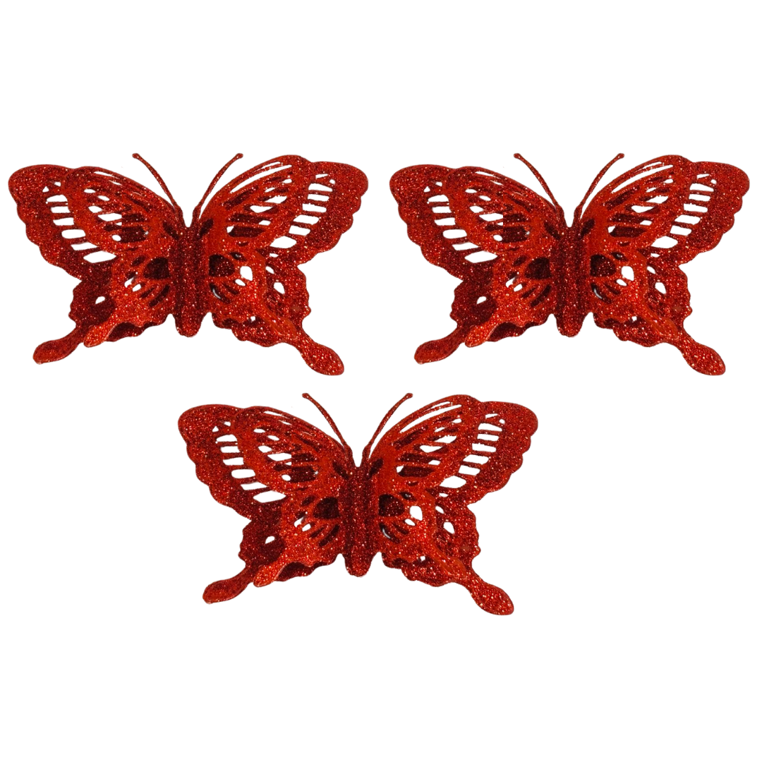 Butterfly & Flowers Hanging Red - 5PC