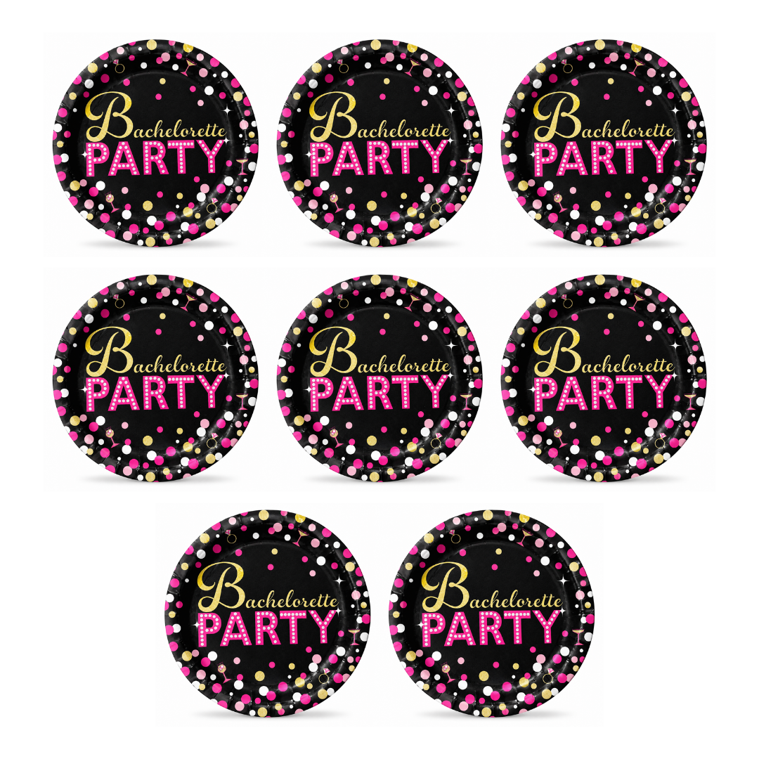 Bachelorette Party Metallic Dessert Plates 7 Inch – Pack of 8