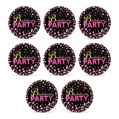 Bachelorette Party Metallic Dessert Plates 7 Inch – Pack of 8