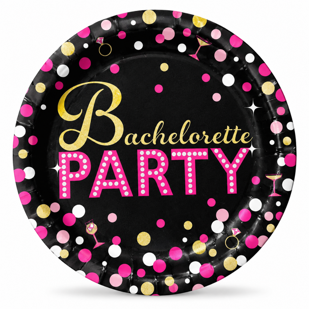Bachelorette Party Metallic Dessert Plates 7 Inch – Pack of 8