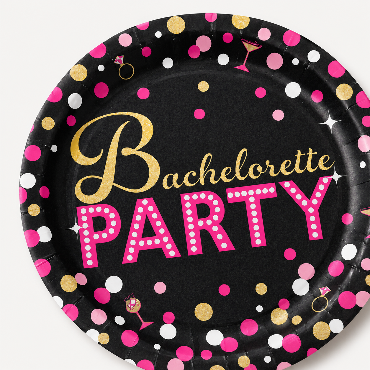 Bachelorette Party Metallic Dessert Plates 7 Inch – Pack of 8