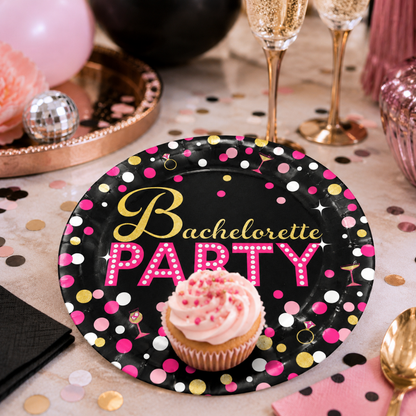 Bachelorette Party Metallic Dessert Plates 7 Inch – Pack of 8