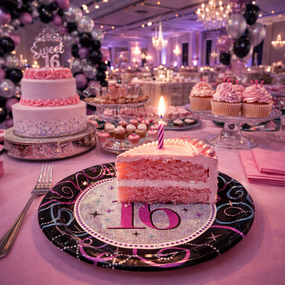 Sweet 16 Birthday Party Paper Plates - 9 inches - 8PC