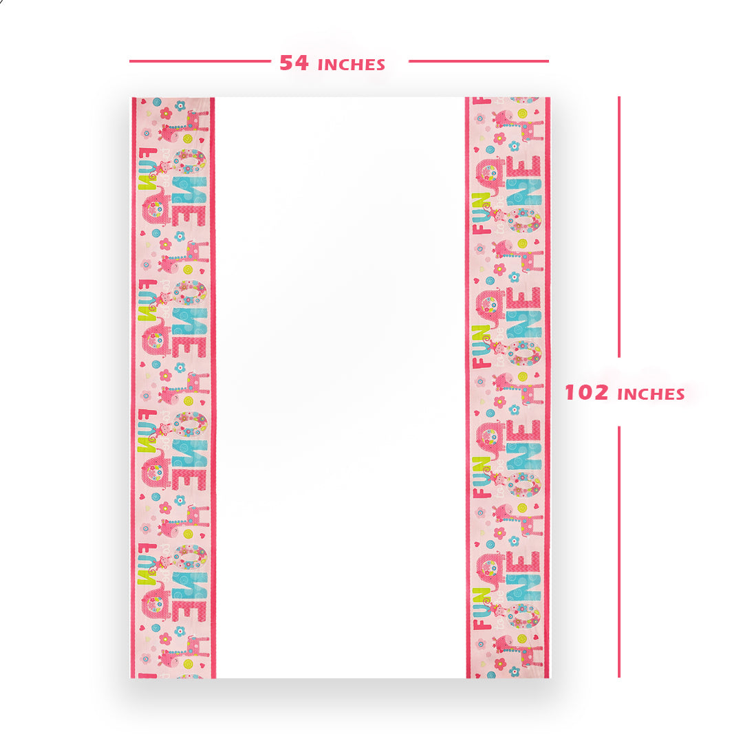 Wild Girl 1st Birthday Tablecover Pink -  54 inches X 108 inches - 1PC