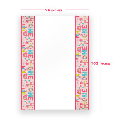Wild Girl 1st Birthday Tablecover Pink -  54 inches X 108 inches - 1PC