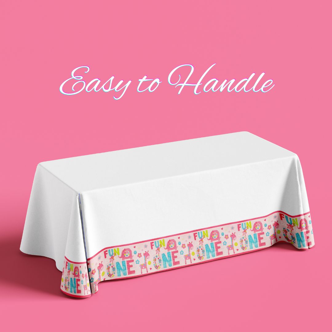 Wild Girl 1st Birthday Tablecover Pink -  54 inches X 108 inches - 1PC