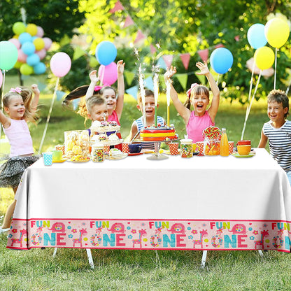 Wild Girl 1st Birthday Tablecover Pink -  54 inches X 108 inches - 1PC