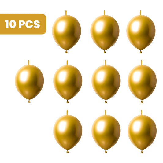 12" Linking Balloon Metallic Gold - 10PC