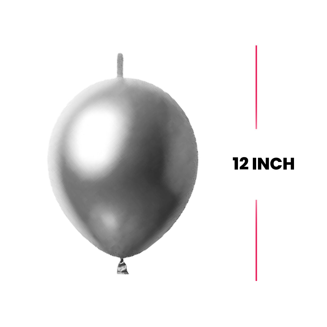 12" Linking Balloon Metallic Silver - 10PC