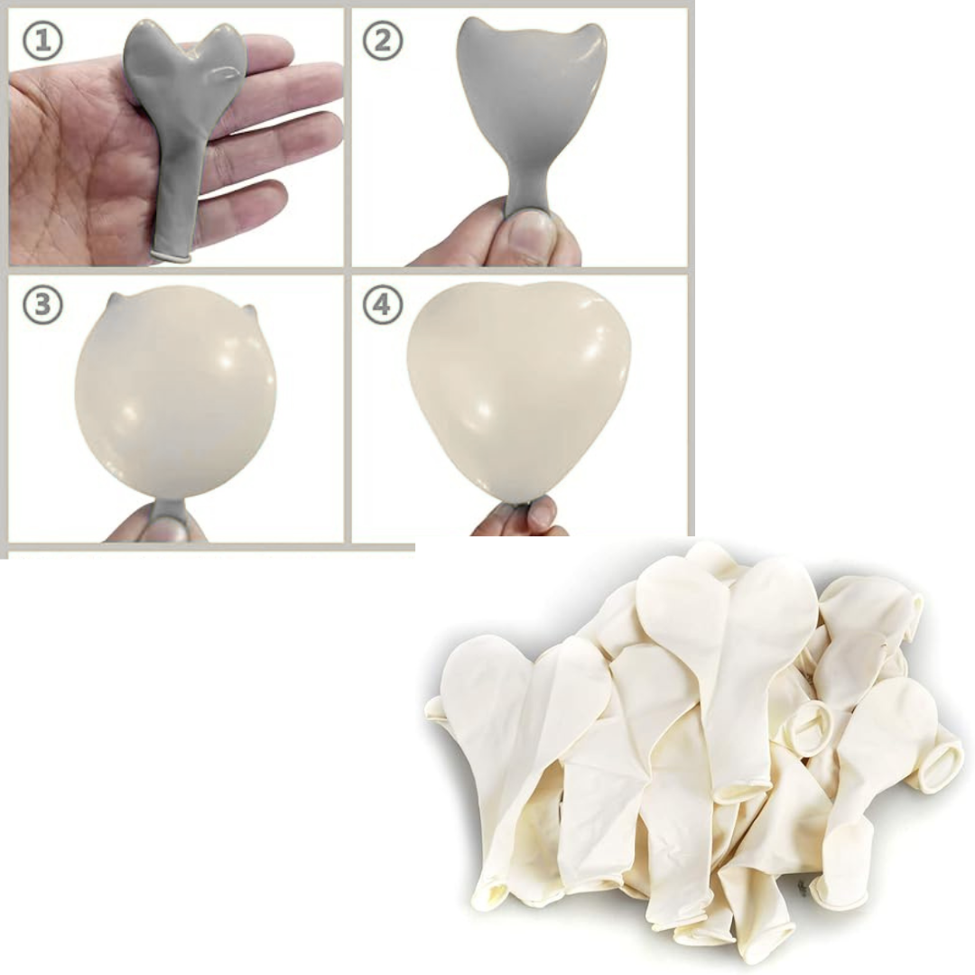 Heart Shape White Latex/ Rubber Balloon - Helium Quality - 15 inches - 6PC