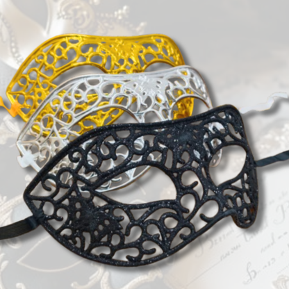 Masquerade Black, Golden & Silver Mask Set for Men - 3PC